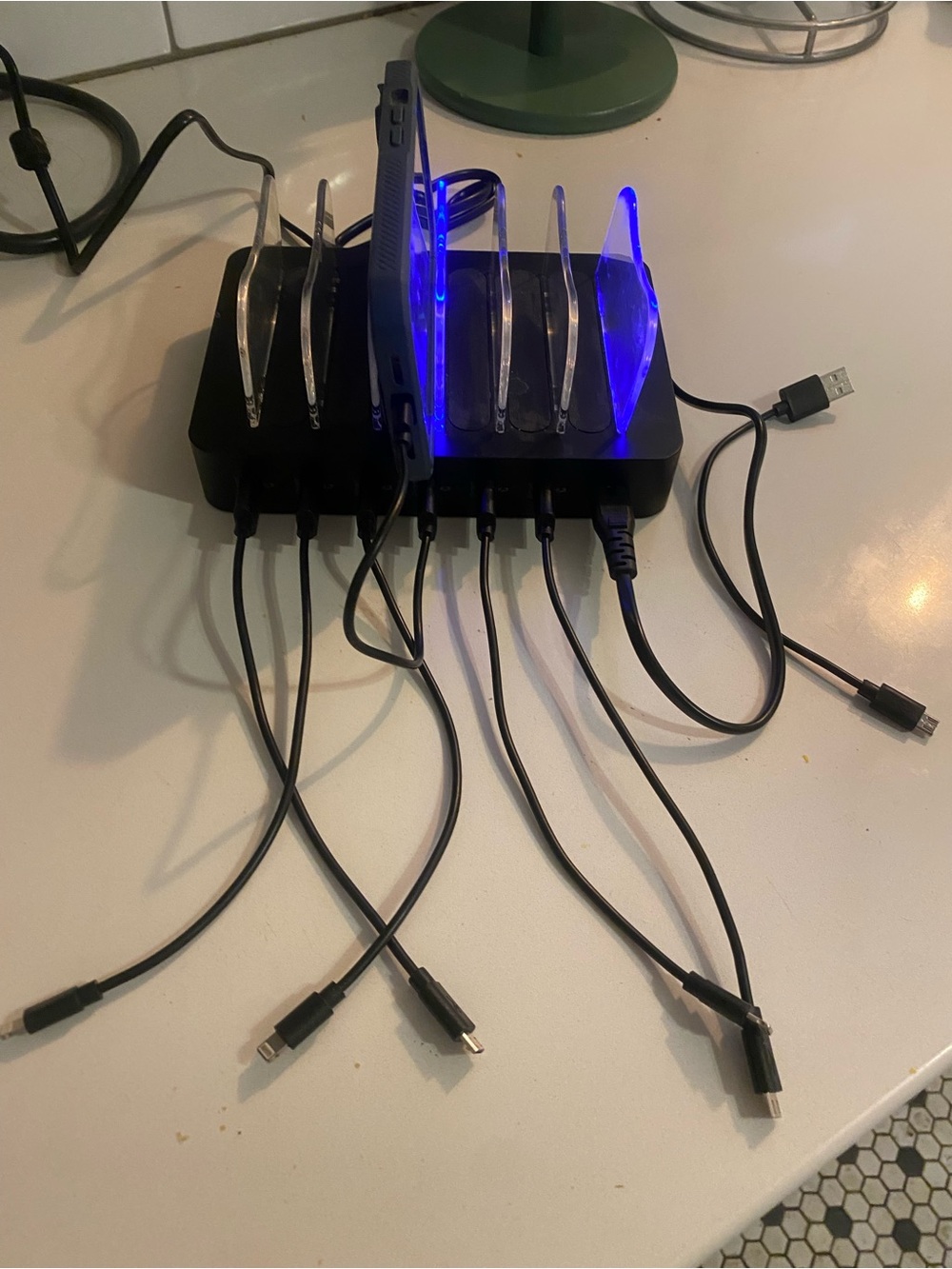 Universal Black Multi-Device Charging Dock with Blue LED Accent - Picture 4 of 7